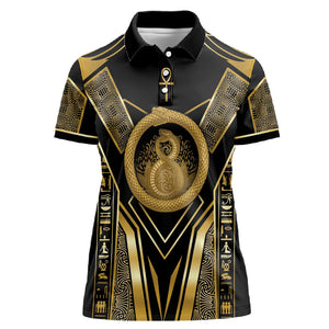 Egypt Ouroboros Women Polo Shirt Ancient Mythology Infinity Serpent Gold