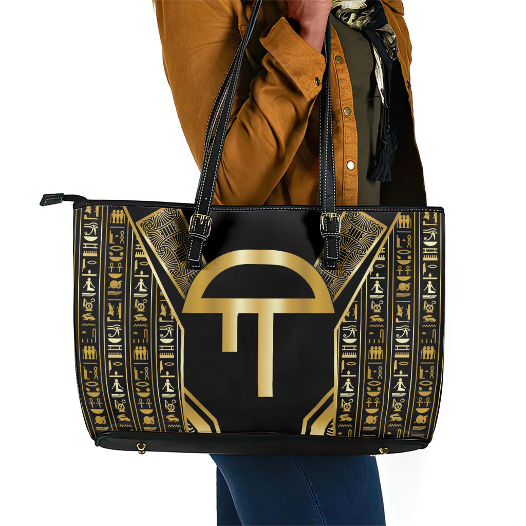 Egypt Amenta Leather Tote Bag Ancient Mythology Underworld Realm