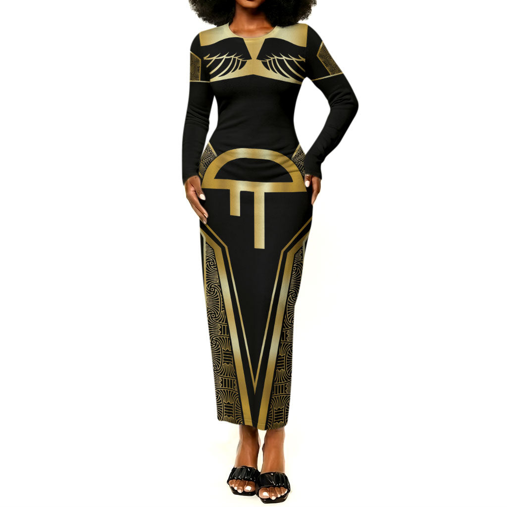 Egypt Amenta Long Sleeve Bodycon Dress Ancient Mythology Underworld Realm