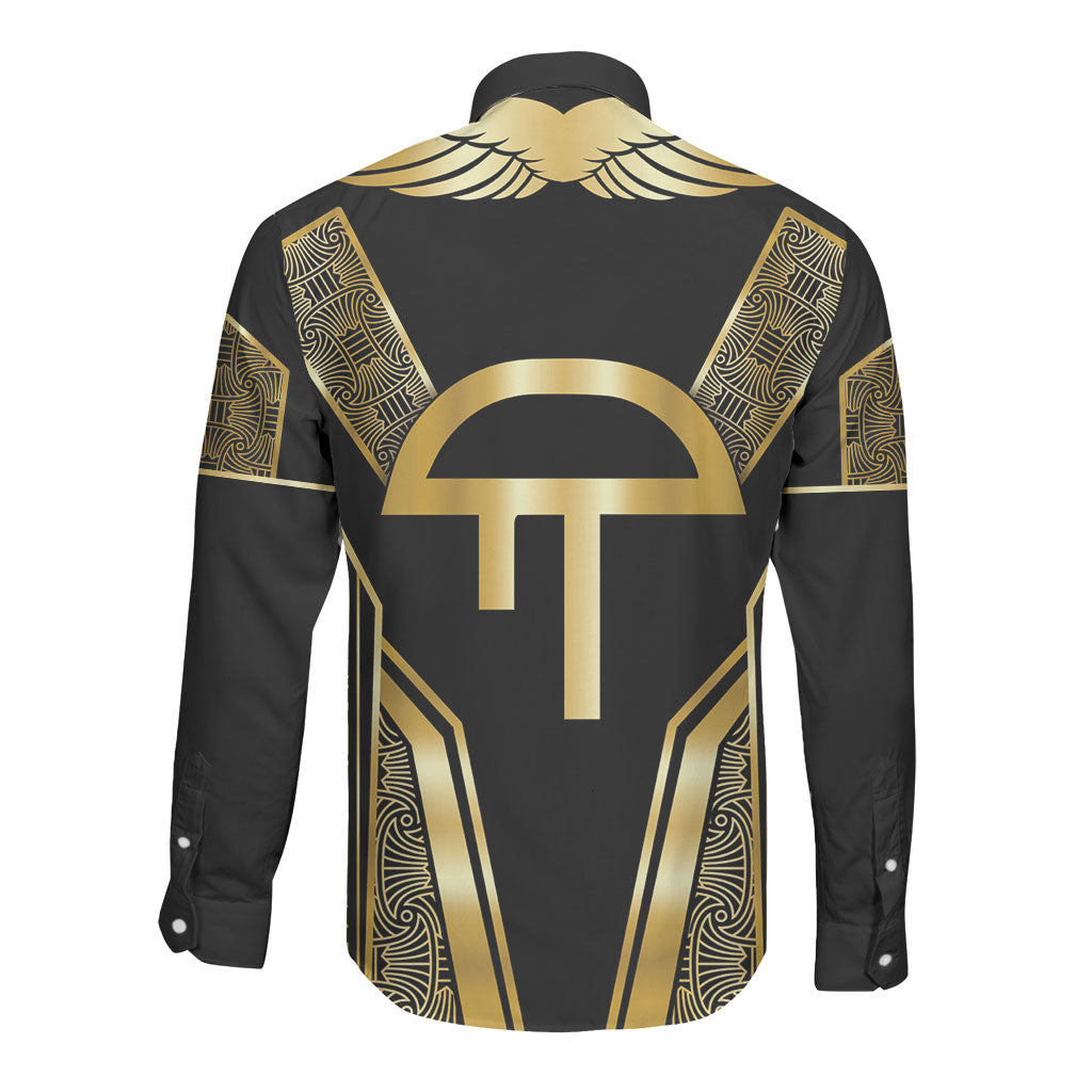 Egypt Amenta Long Sleeve Button Shirt Ancient Mythology Underworld Realm