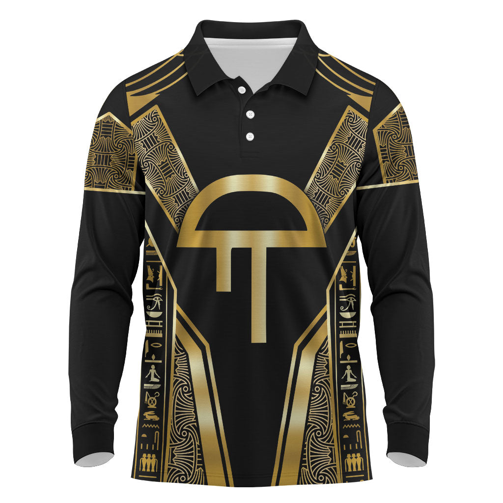 Egypt Amenta Long Sleeve Polo Shirt Ancient Mythology Underworld Realm