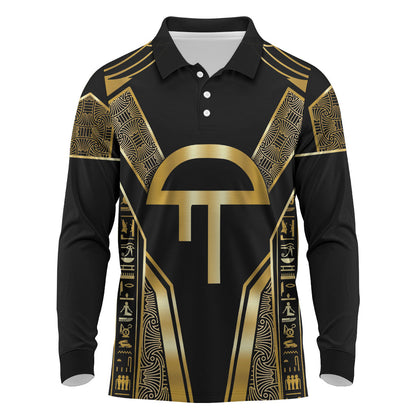 Egypt Amenta Long Sleeve Polo Shirt Ancient Mythology Underworld Realm