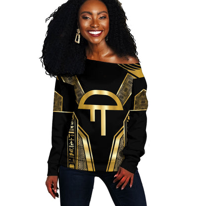 Egypt Amenta Off Shoulder Sweater Ancient Mythology Underworld Realm