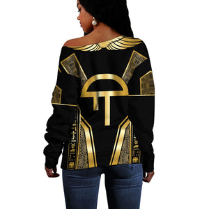 Egypt Amenta Off Shoulder Sweater Ancient Mythology Underworld Realm