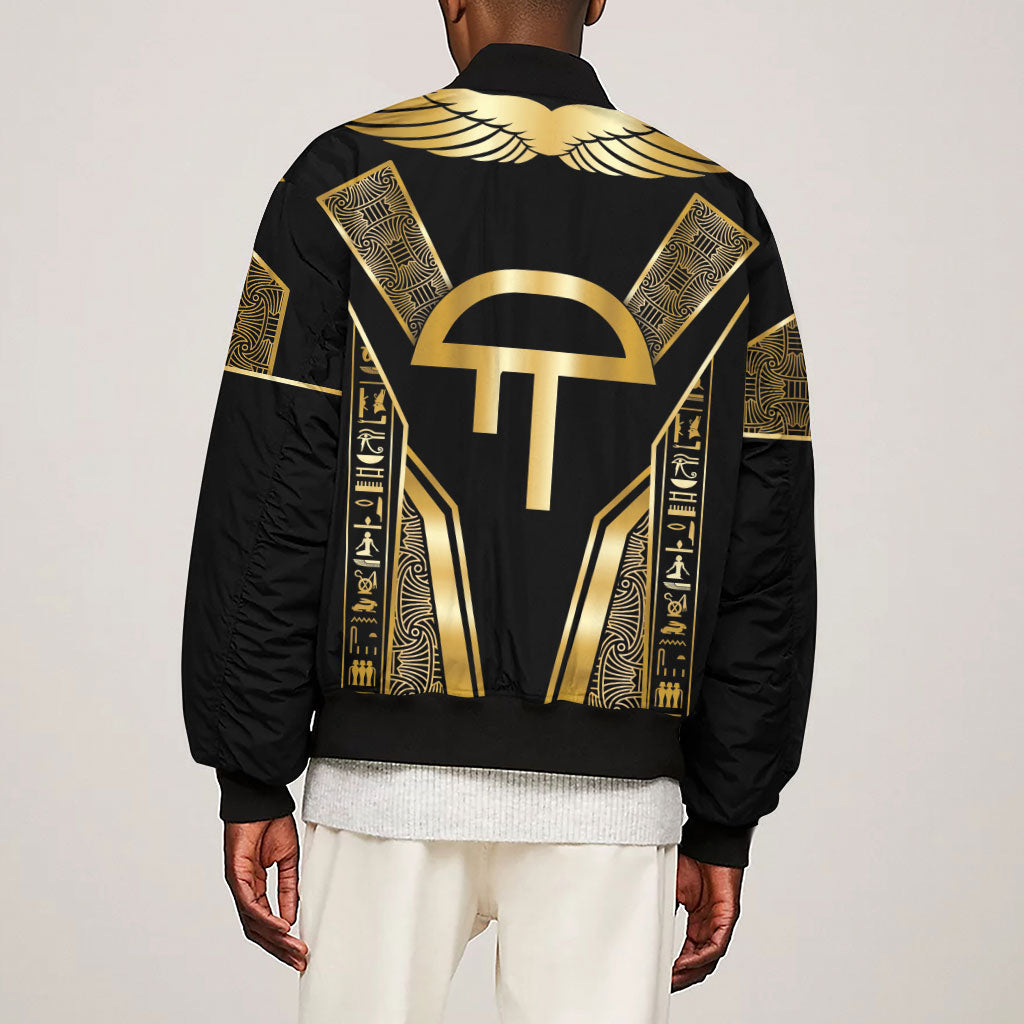 Egypt Amenta Sleeve Zip Bomber Jacket Ancient Mythology Underworld Realm