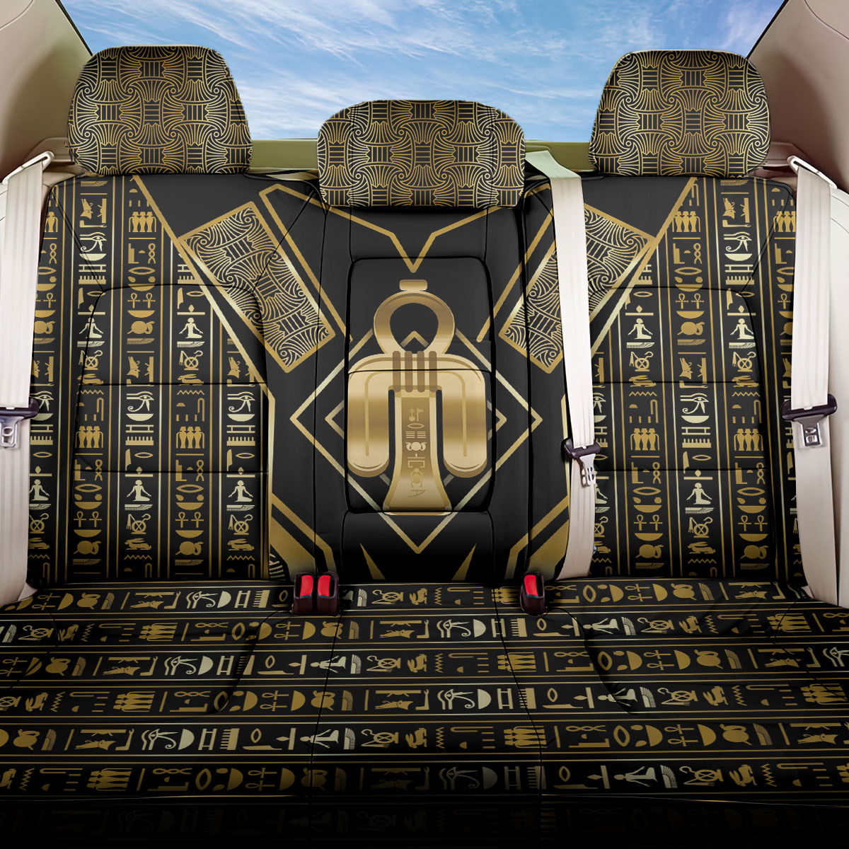 Egypt Tyet Back Car Seat Cover Ancient Mythology Knot Of Isis Gold