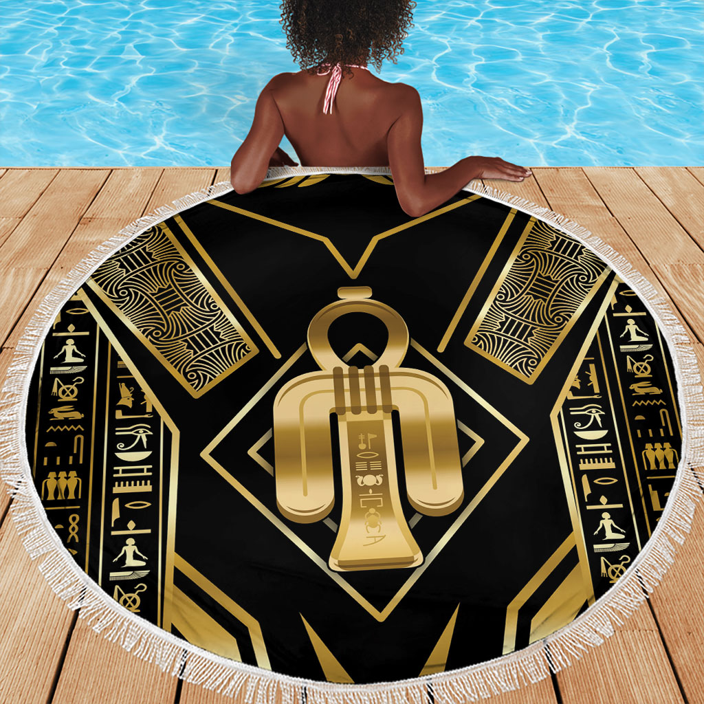 Egypt Tyet Beach Blanket Ancient Mythology Knot Of Isis Gold