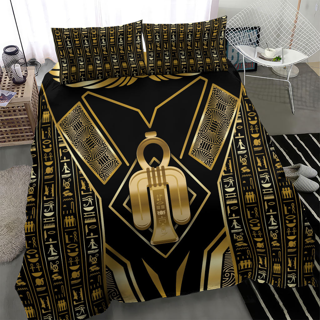 Egypt Tyet Bedding Set Ancient Mythology Knot Of Isis Gold