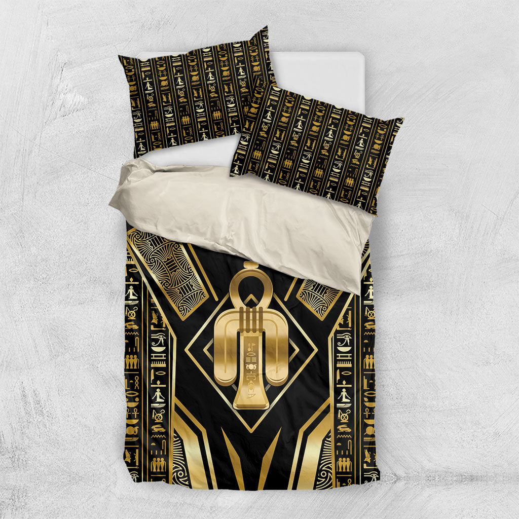 Egypt Tyet Bedding Set Ancient Mythology Knot Of Isis Gold