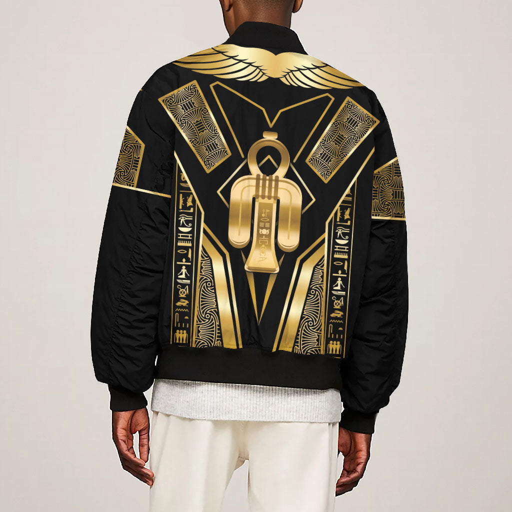 Egypt Tyet Bomber Jacket Ancient Mythology Knot Of Isis Gold