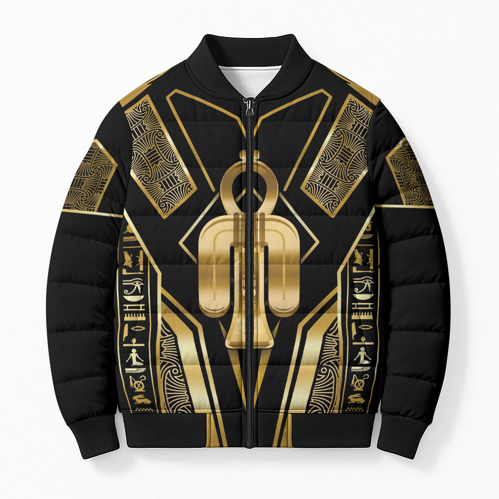 Egypt Tyet Bomber Puffer Jacket Ancient Mythology Knot Of Isis Gold