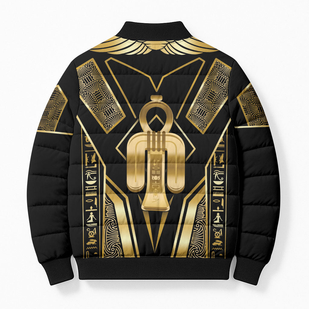 Egypt Tyet Bomber Puffer Jacket Ancient Mythology Knot Of Isis Gold