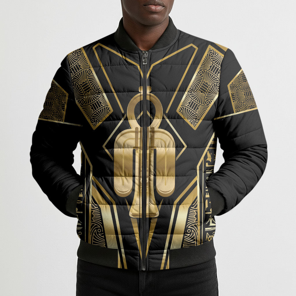 Egypt Tyet Bomber Puffer Jacket Ancient Mythology Knot Of Isis Gold