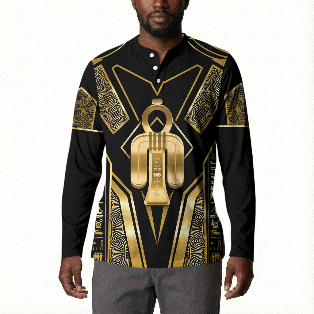 Egypt Tyet Button Sweatshirt Ancient Mythology Knot Of Isis Gold