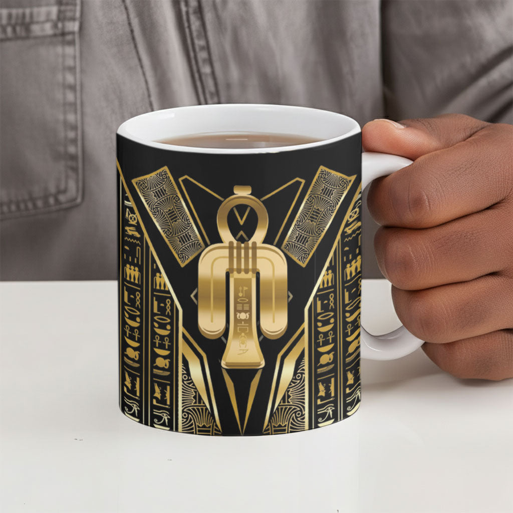 Egypt Tyet Ceramic Mug Ancient Mythology Knot Of Isis Gold