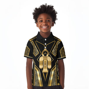 Egypt Tyet Kid Polo Shirt Ancient Mythology Knot Of Isis Gold