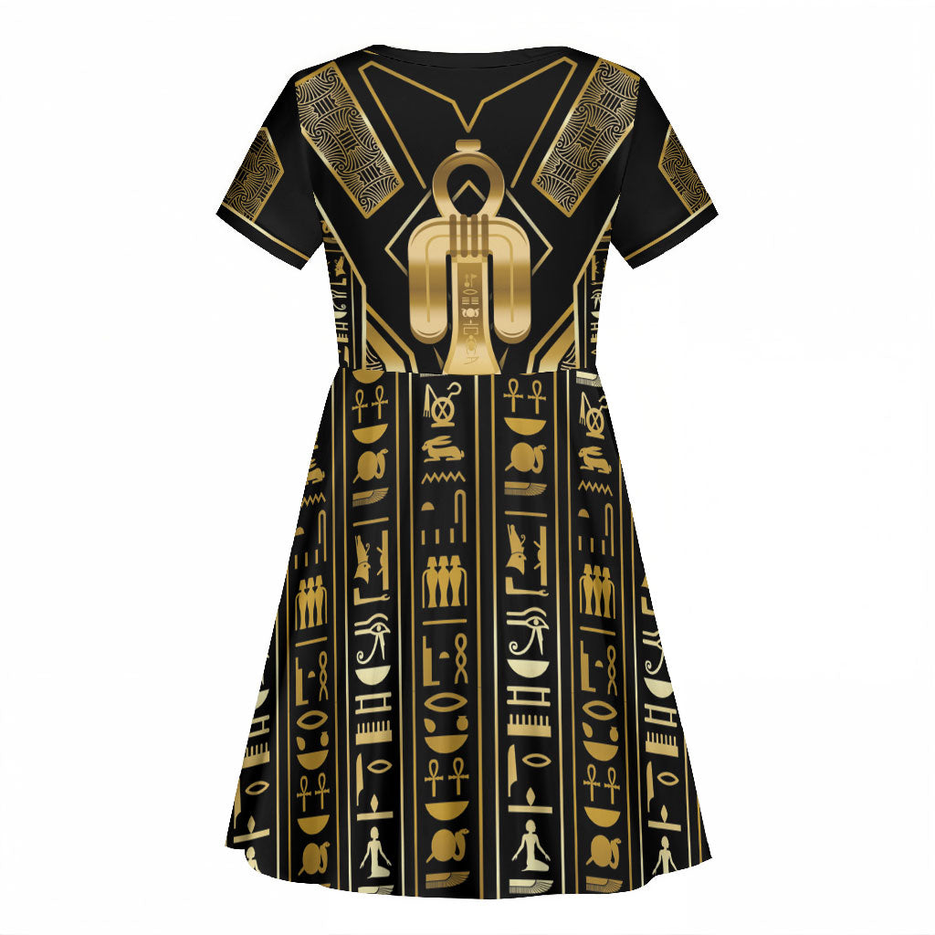 Egypt Tyet Kid Short Sleeve Dress Ancient Mythology Knot Of Isis Gold