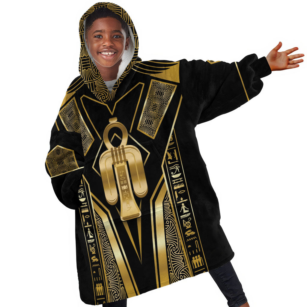 Egypt Tyet Kid Wearable Blanket Hoodie Ancient Mythology Knot Of Isis Gold