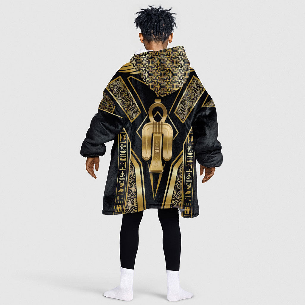 Egypt Tyet Kid Wearable Blanket Hoodie Ancient Mythology Knot Of Isis Gold