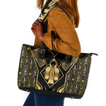 Egypt Tyet Leather Tote Bag Ancient Mythology Knot Of Isis Gold