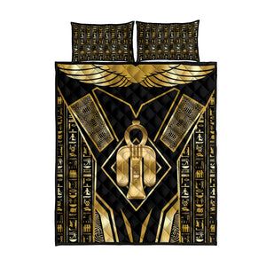 Egypt Tyet Quilt Bed Set Ancient Mythology Knot Of Isis Gold