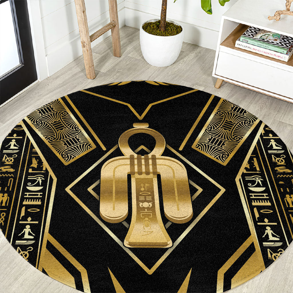 Egypt Tyet Round Carpet Ancient Mythology Knot Of Isis Gold