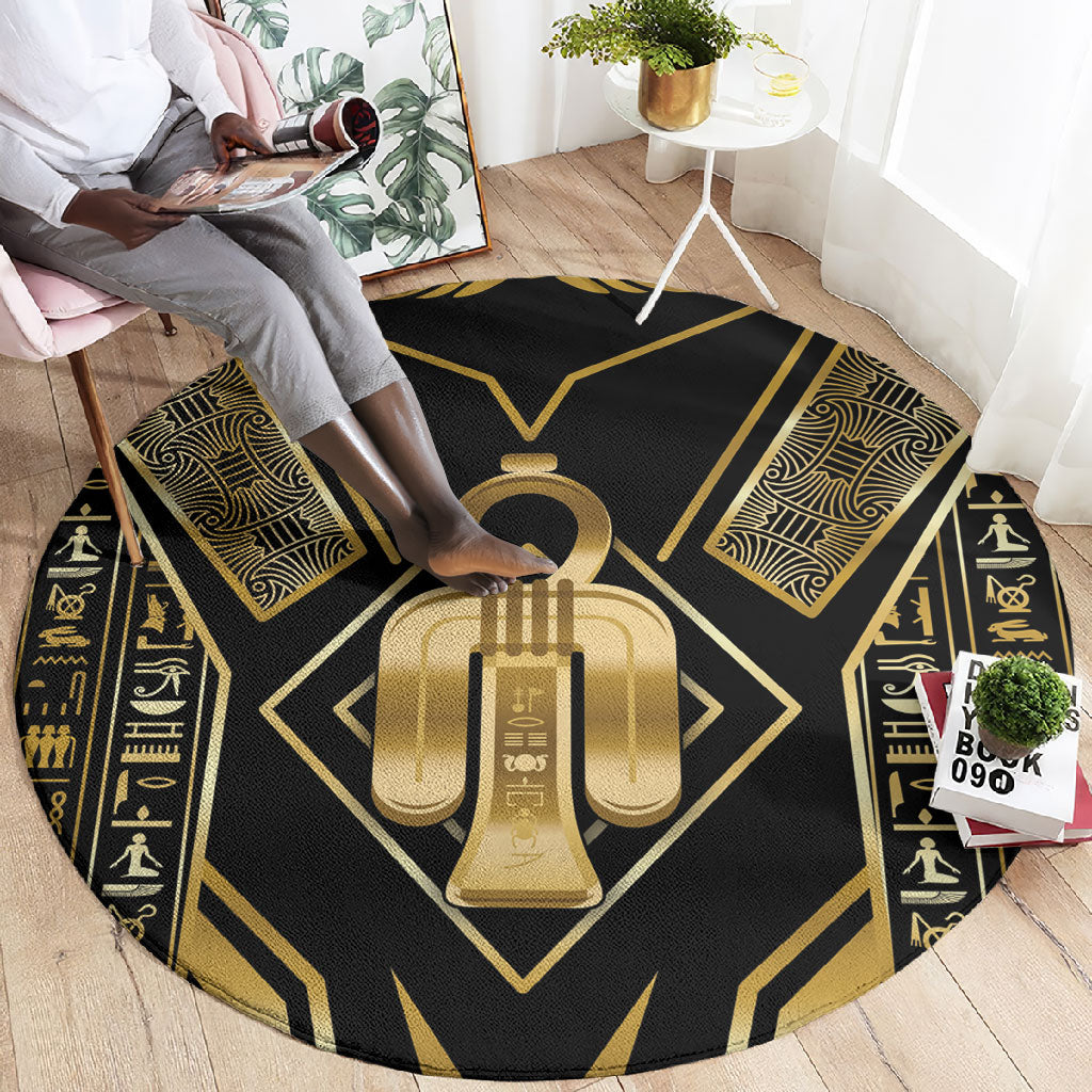 Egypt Tyet Round Carpet Ancient Mythology Knot Of Isis Gold