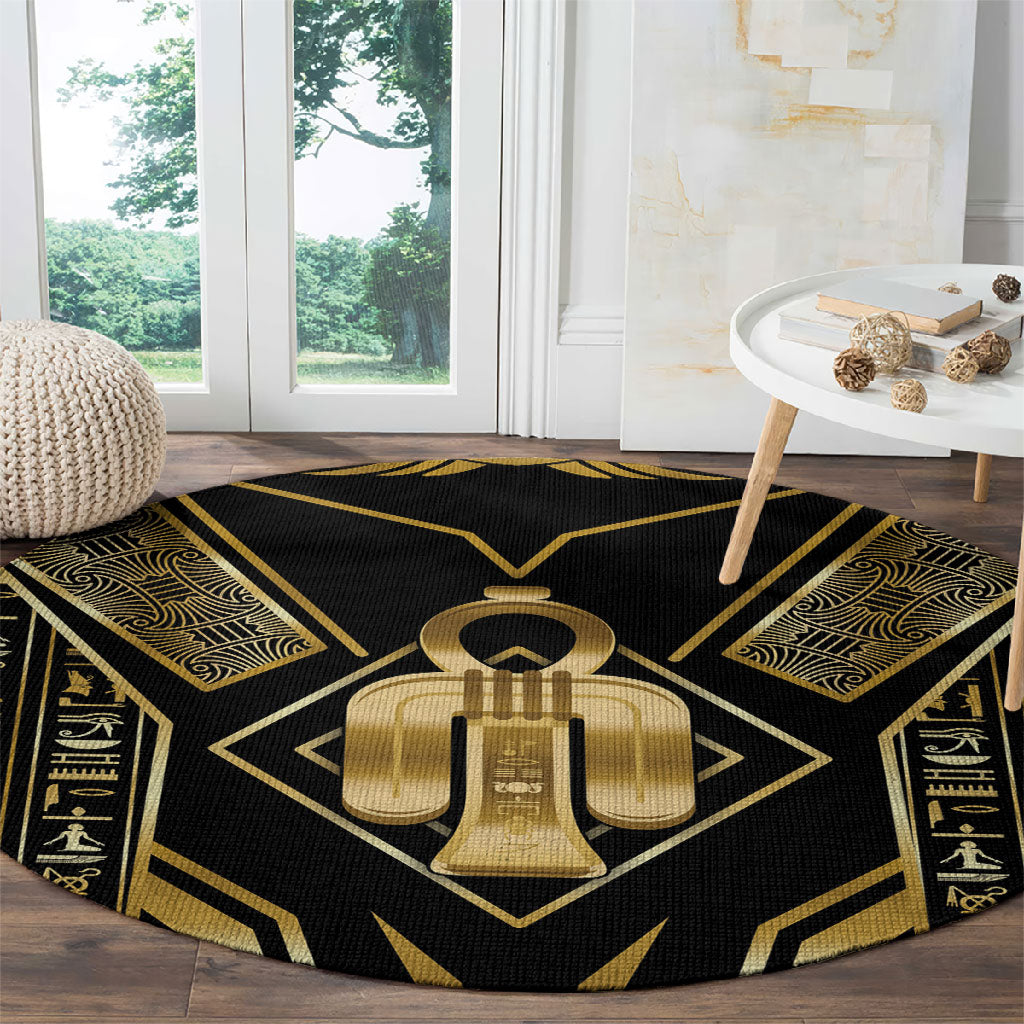 Egypt Tyet Round Carpet Ancient Mythology Knot Of Isis Gold