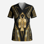 Egypt Tyet Scrub Top Ancient Mythology Knot Of Isis Gold