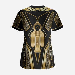 Egypt Tyet Scrub Top Ancient Mythology Knot Of Isis Gold