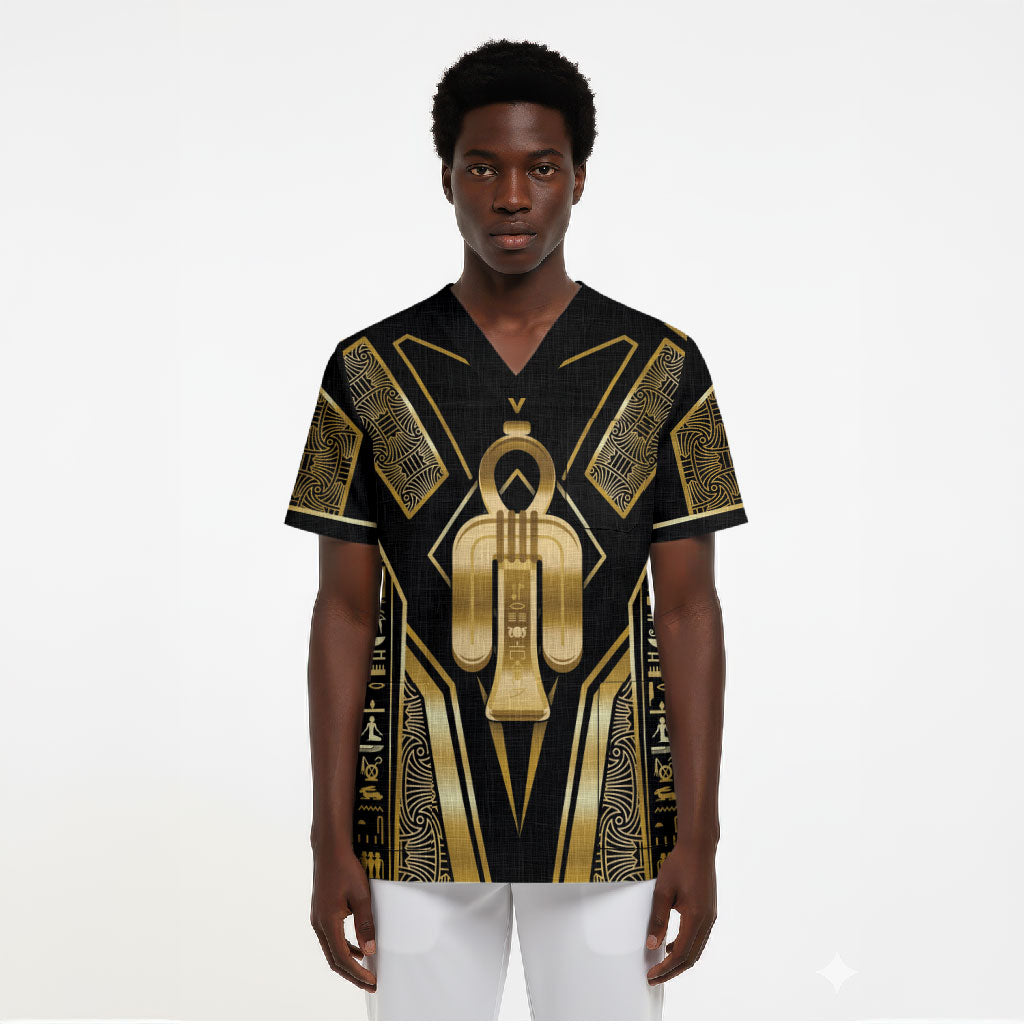 Egypt Tyet Scrub Top Ancient Mythology Knot Of Isis Gold