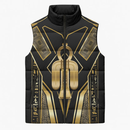 Egypt Tyet Sleeveless Puffer Jacket Ancient Mythology Knot Of Isis Gold