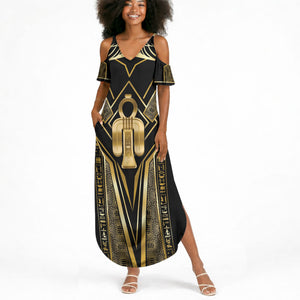 Egypt Tyet Summer Maxi Dress Ancient Mythology Knot Of Isis Gold