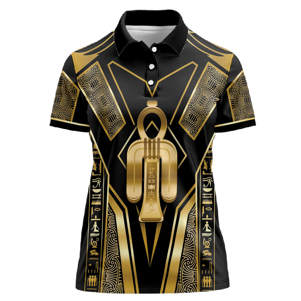 Egypt Tyet Women Polo Shirt Ancient Mythology Knot Of Isis Gold