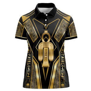 Egypt Tyet Women Polo Shirt Ancient Mythology Knot Of Isis Gold