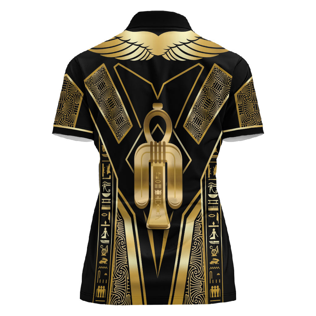 Egypt Tyet Women Polo Shirt Ancient Mythology Knot Of Isis Gold