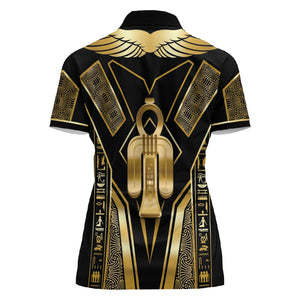 Egypt Tyet Women Polo Shirt Ancient Mythology Knot Of Isis Gold