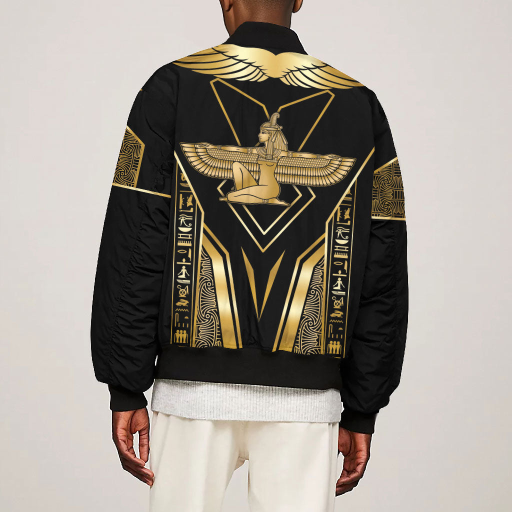 Egypt Feather Of Maat Bomber Jacket Ancient Mythology Truth And Justice