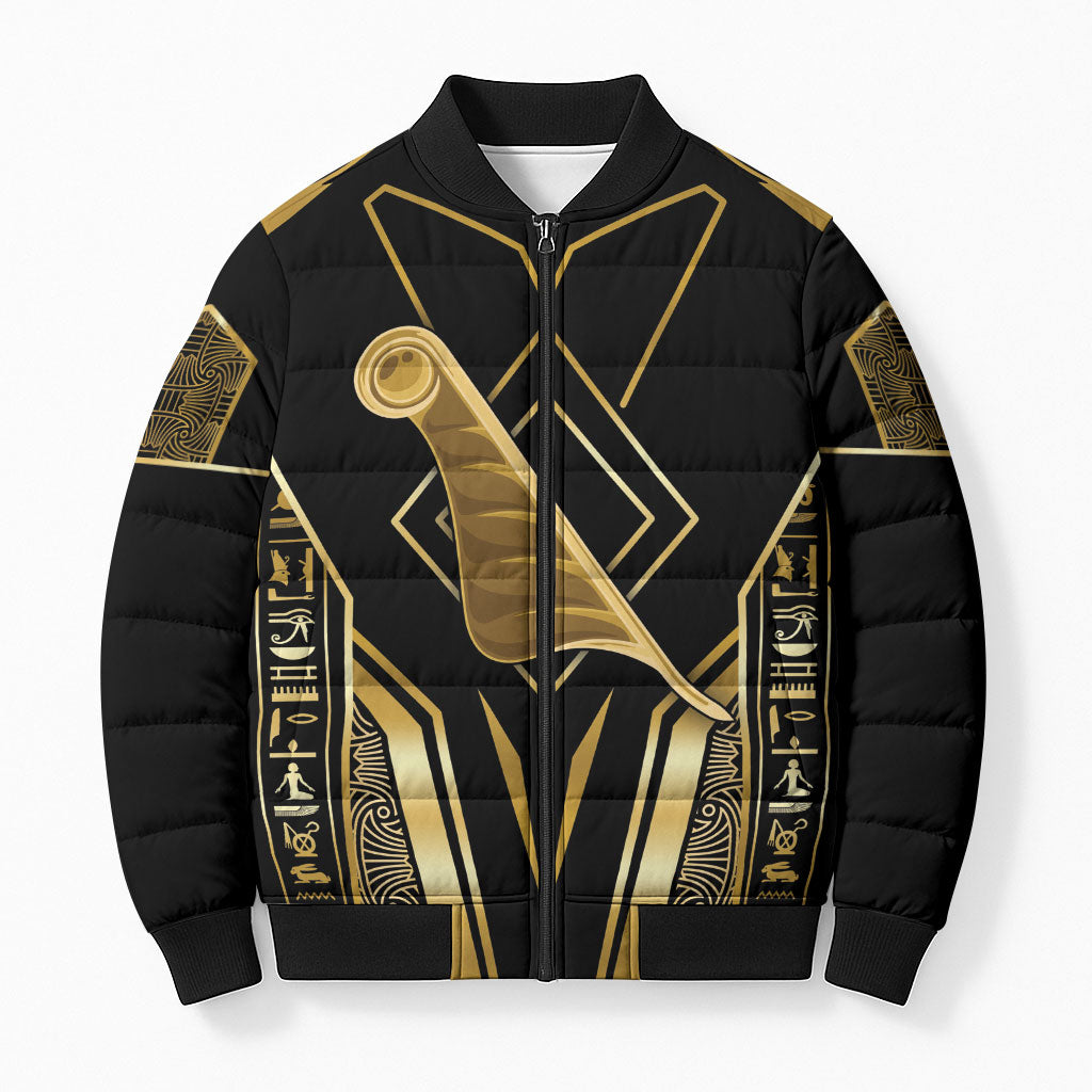 Egypt Feather Of Maat Bomber Puffer Jacket Ancient Mythology Truth And Justice