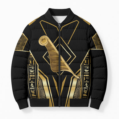 Egypt Feather Of Maat Bomber Puffer Jacket Ancient Mythology Truth And Justice