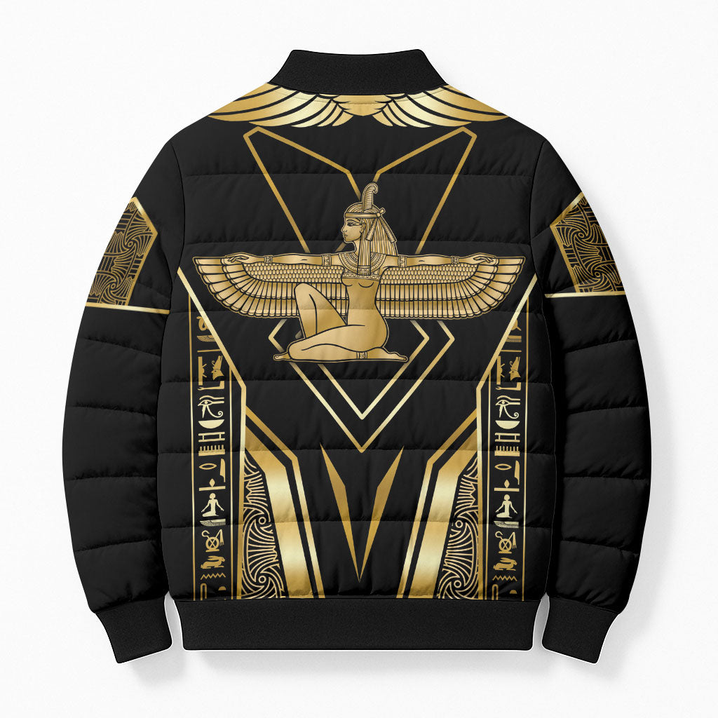 Egypt Feather Of Maat Bomber Puffer Jacket Ancient Mythology Truth And Justice