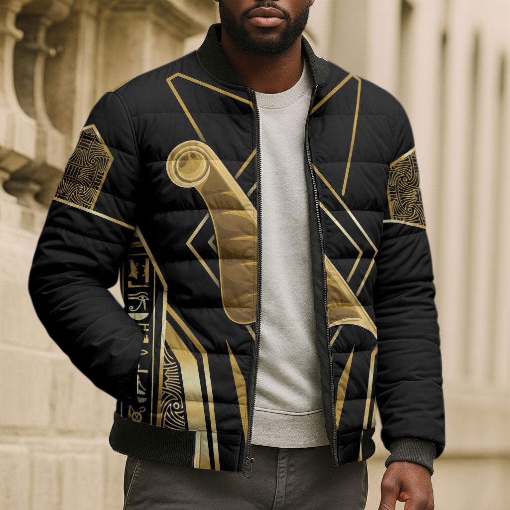 Egypt Feather Of Maat Bomber Puffer Jacket Ancient Mythology Truth And Justice