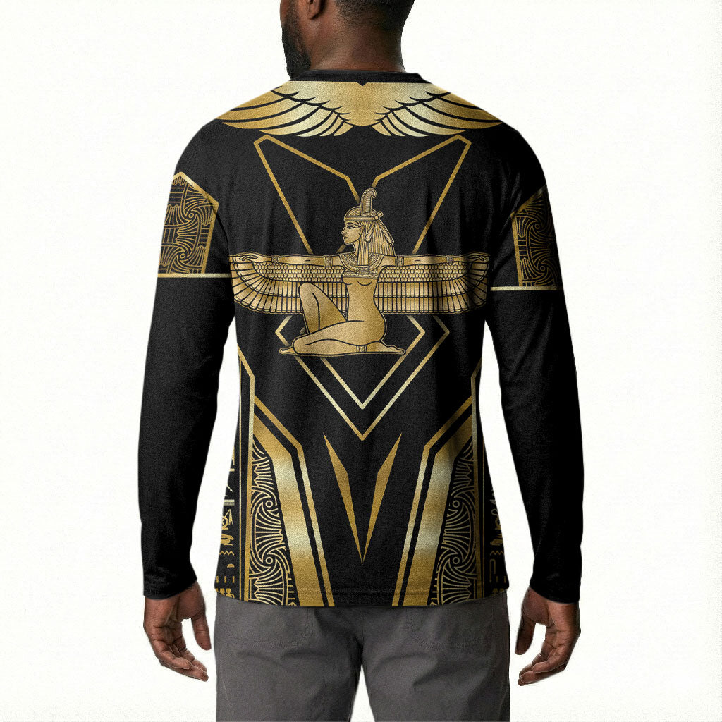 Egypt Feather Of Maat Button Sweatshirt Ancient Mythology Truth And Justice