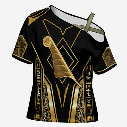 Egypt Feather Of Maat Cross Shoulder Shirt Ancient Mythology Truth And Justice