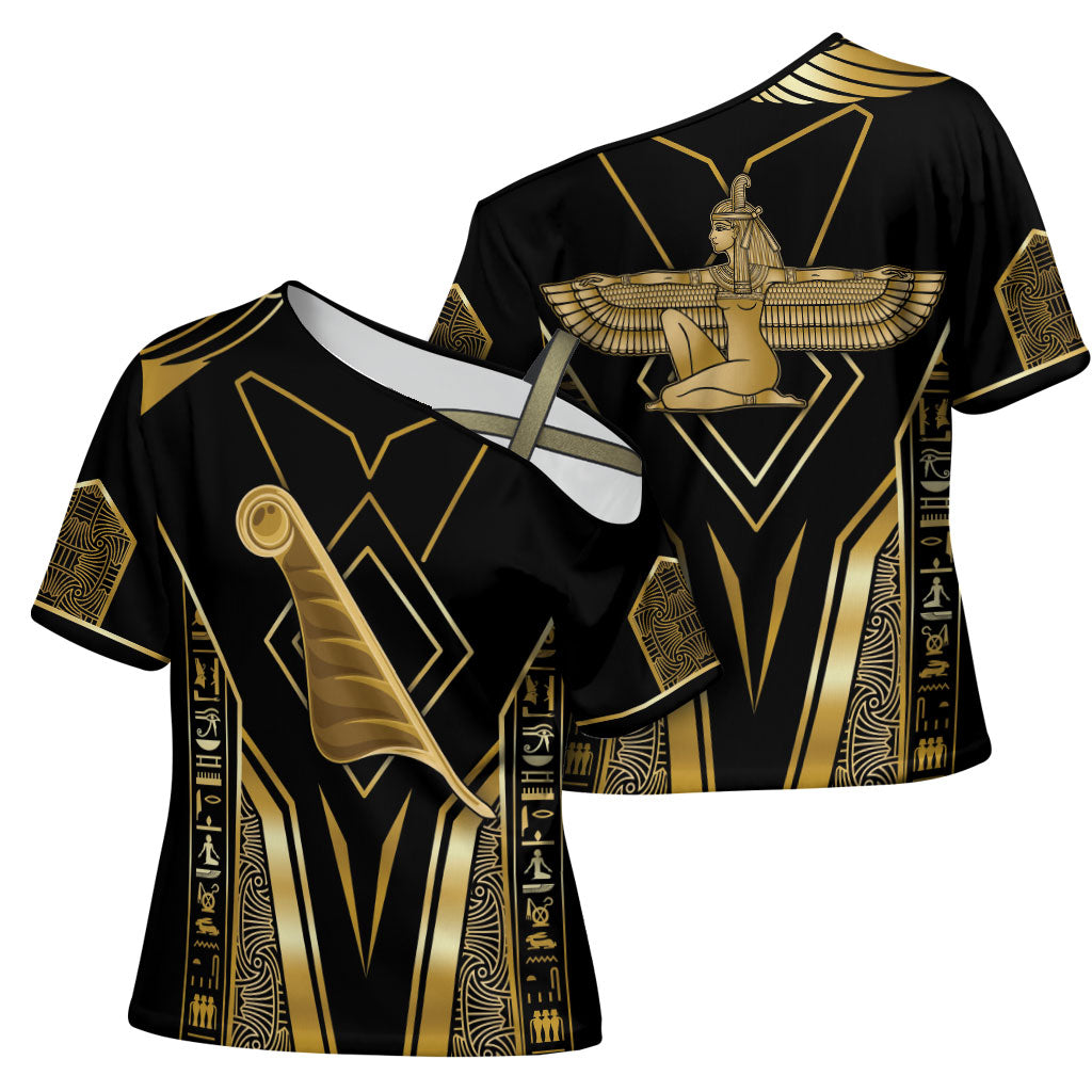 Egypt Feather Of Maat Cross Shoulder Shirt Ancient Mythology Truth And Justice