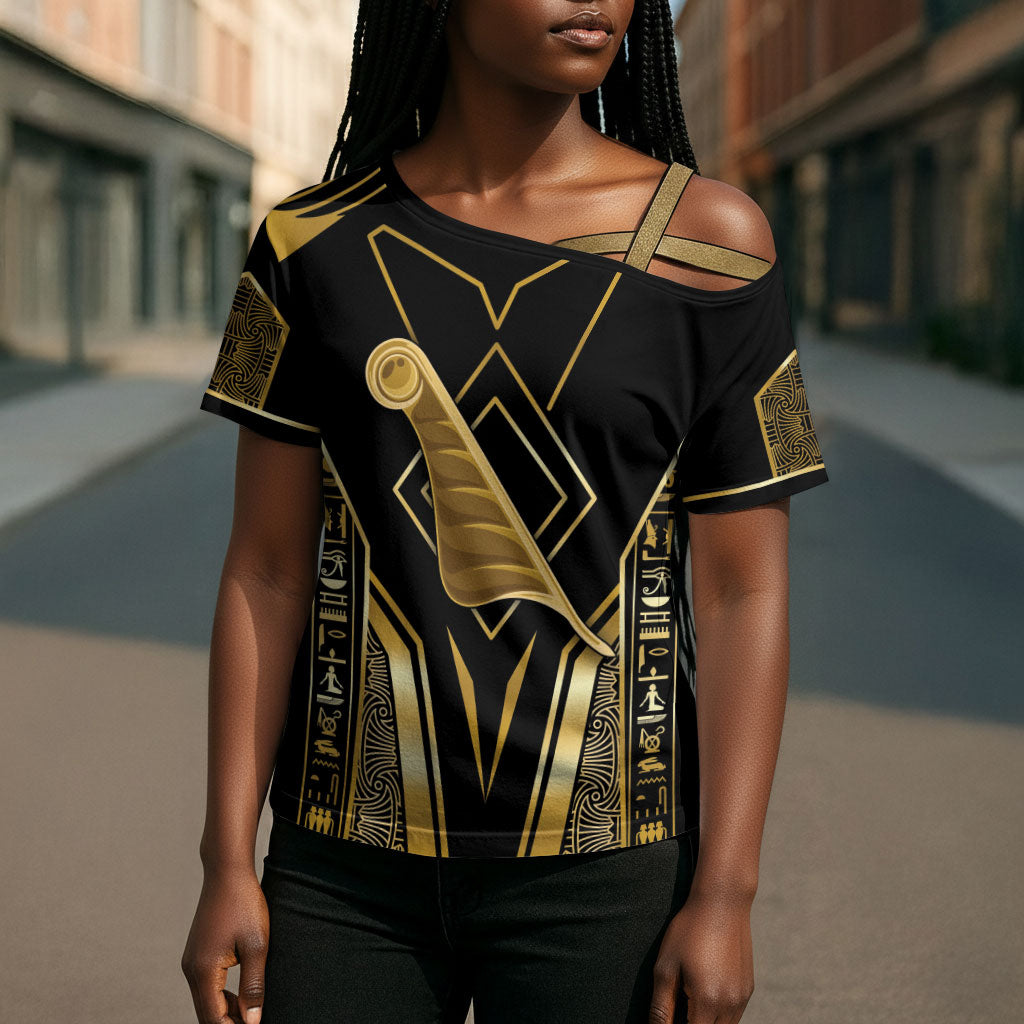 Egypt Feather Of Maat Cross Shoulder Shirt Ancient Mythology Truth And Justice