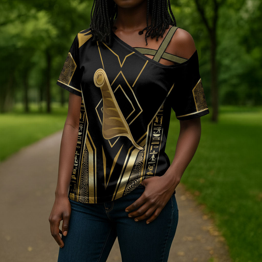 Egypt Feather Of Maat Cross Shoulder Shirt Ancient Mythology Truth And Justice