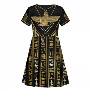 Egypt Feather Of Maat Kid Short Sleeve Dress Ancient Mythology Truth And Justice