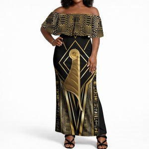 Egypt Feather Of Maat Off Shoulder Maxi Dress Ancient Mythology Truth And Justice