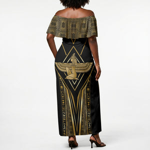 Egypt Feather Of Maat Off Shoulder Maxi Dress Ancient Mythology Truth And Justice